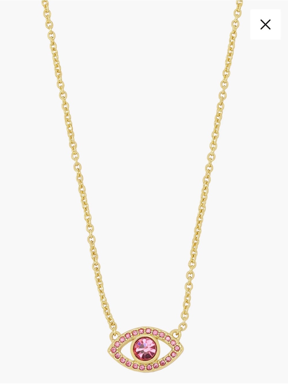 Kurt Geiger Gold Necklace with Pink Eye Pendant
